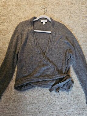 White Label White Company Ballerina Wrap Sweater Large L Wool Nylon Alpaca Gray
